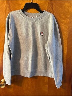 Fila Light Gray Crewneck Sweatshirt with Small Logo